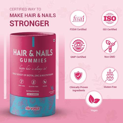 Nirvasa: Hair & Nail Gummies with Biotin - 60 Gummies