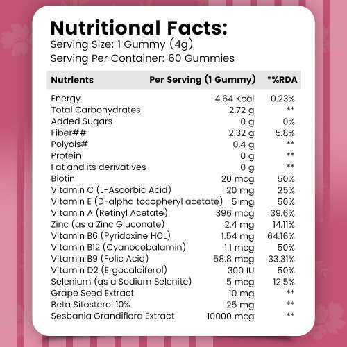 Nirvasa: Hair & Nail Gummies with Biotin - 60 Gummies