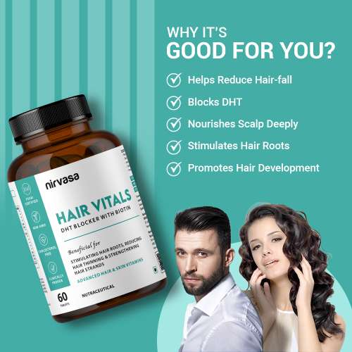 Nirvasa: Hair Vitals DHT Blocker with Biotin - 60 Tablets