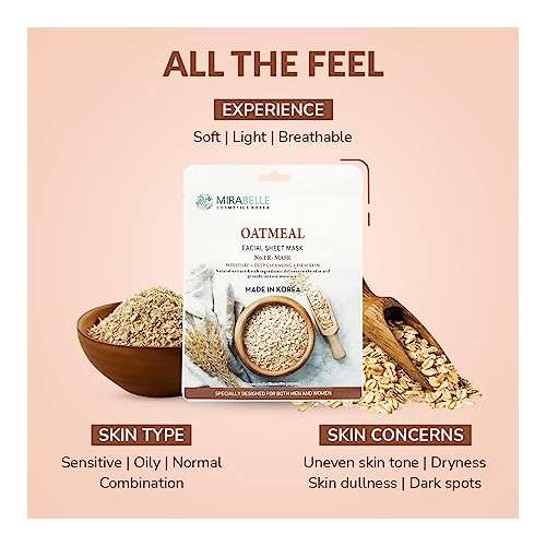 Mirabelle: Oatmeal Facial Sheet Mask - 25ml