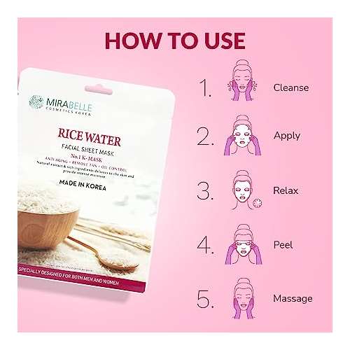 Mirabelle: Rice Water Facial Sheet Mask - 25ml