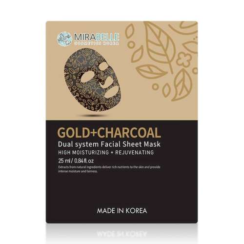 Mirabelle: Gold + Charcoal Dual System Facial Sheet Mask - 25ml