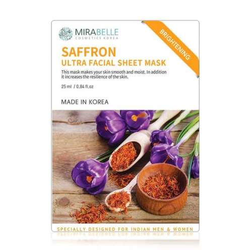 Mirabelle: Saffron Facial Sheet Mask - 25ml