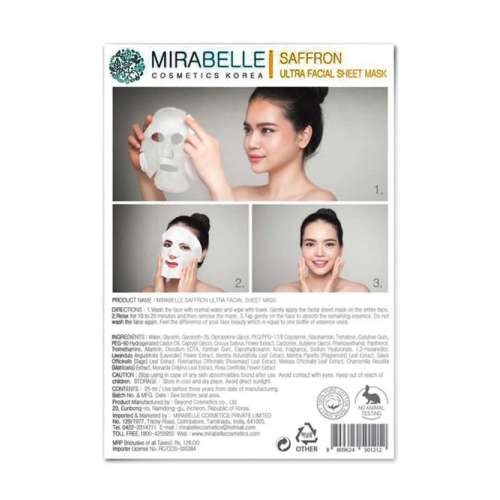 Mirabelle: Saffron Facial Sheet Mask - 25ml