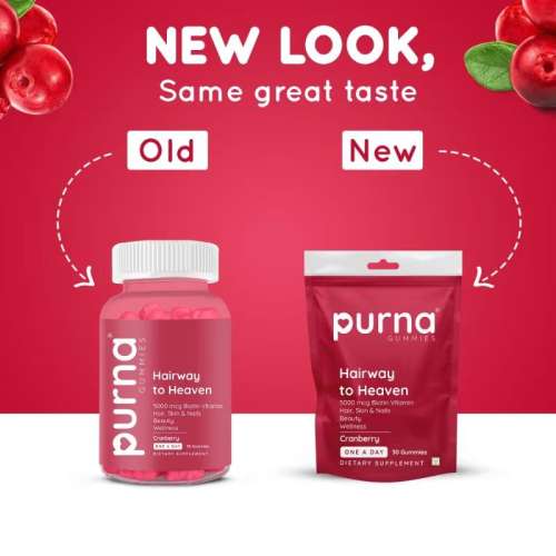 Purna Gummies: 5000mcg Biotin Gummies - Cranberry - 30 Gummies