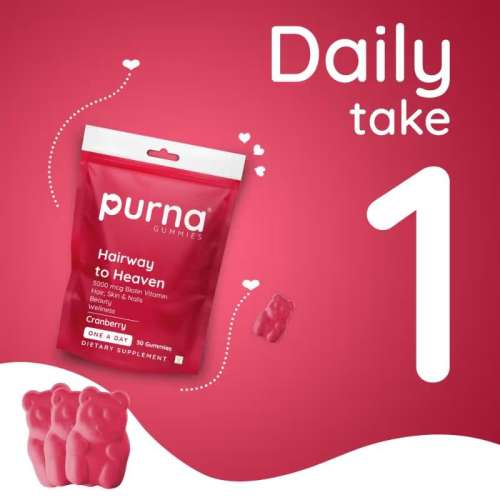 Purna Gummies: 5000mcg Biotin Gummies - Cranberry - 30 Gummies