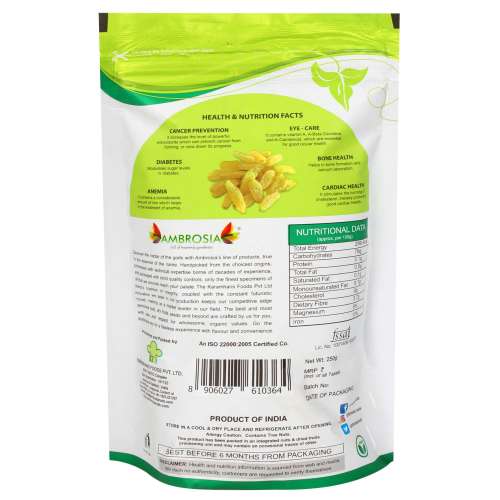 Ambrosia: Premium Indian Green Raisins - Pack of 4 (250gm each)