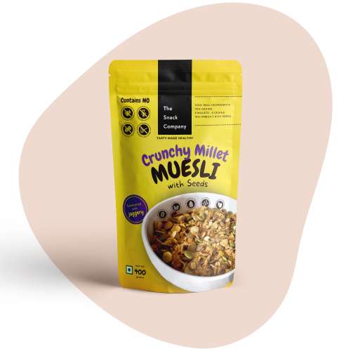 The Snack Company: Crunchy Millet Muesli with Seeds  400gm | 75% Grains, 5 Millets, 8 Grains, 15% Seeds