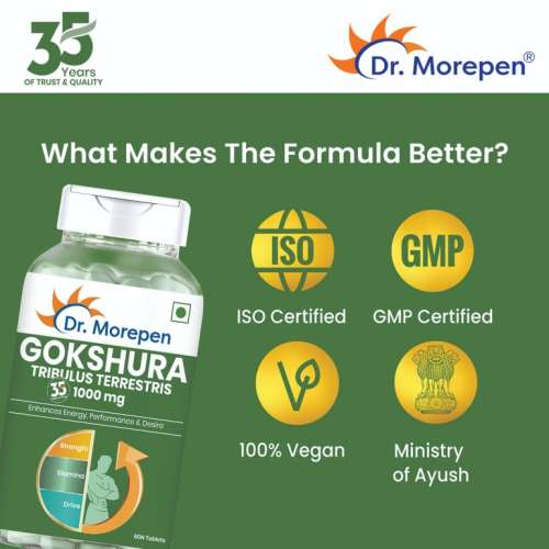 Dr. Morepen: Gokshura and Multivitamins For Men - Improves Men's Performance & Strength - 120 Tablets