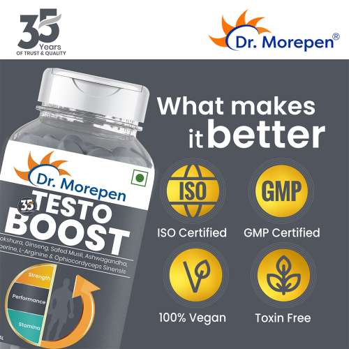 Dr. Morepen: Testo Boost & Gokshura For Men - For Improved Performance - Combo Pack - 60 Capsules each