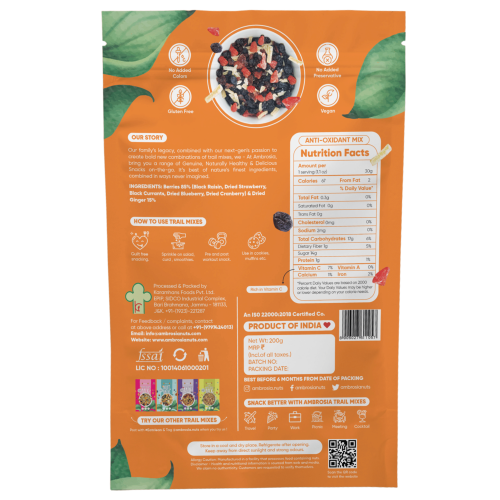 Ambrosia: Healthy Trail Mixes Gift Hamper with Rakhi Tikka & Greeting Card 750g