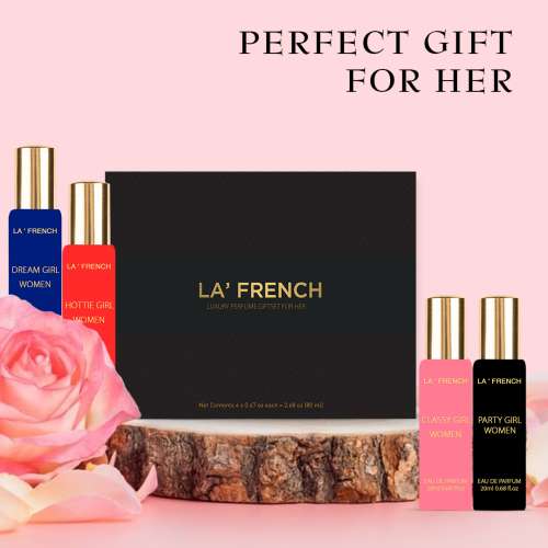 La' French: Organic Luxury Perfumes Gift Set - Hottie, Classy, Dream, Party Girl perfume for Women - Pack of 4 - 20ml Each