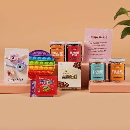 Omay Foods: Kids' Smiles & Snacks Rakhi Gift Box