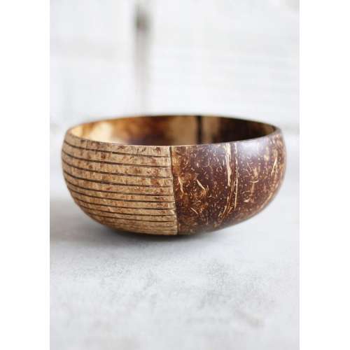 Thenga: Hand Carved Jumbo Coconut Bowl with Spoon & Fork