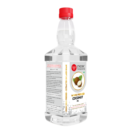 Indic Wisdom: Wood Pressed Virgin Coconut Oil 1 Liter (Cold Pressed Coconut Oil - Extracted on Wooden Churner)