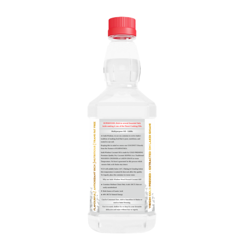 Indic Wisdom: Wood Pressed Virgin Coconut Oil 500 ml (Cold Pressed Coconut Oil - Extracted on Wooden Churner)