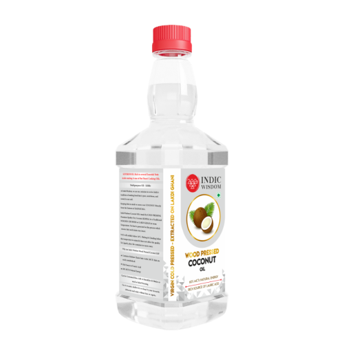 Indic Wisdom: Wood Pressed Virgin Coconut Oil 500 ml (Cold Pressed Coconut Oil - Extracted on Wooden Churner)