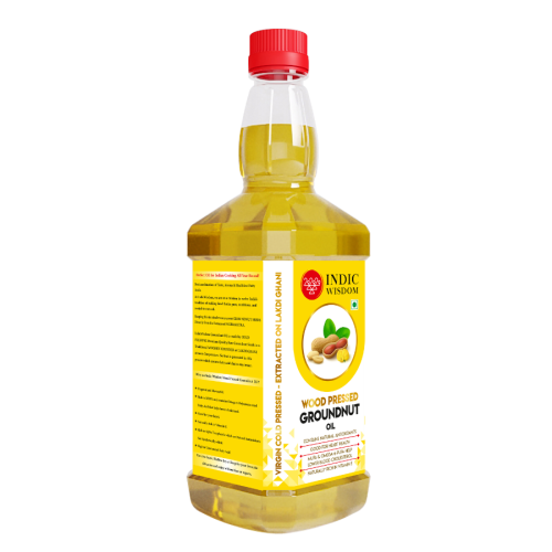 Indic Wisdom: Wood Pressed Groundnut Oil 1 Liter (Cold Pressed Groundnut Oil - Extracted on Wooden Churner)
