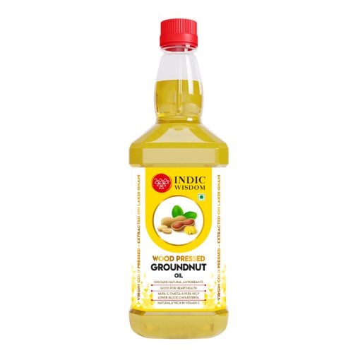 Indic Wisdom: Wood Pressed Groundnut Oil 1 Liter (Cold Pressed Groundnut Oil - Extracted on Wooden Churner)