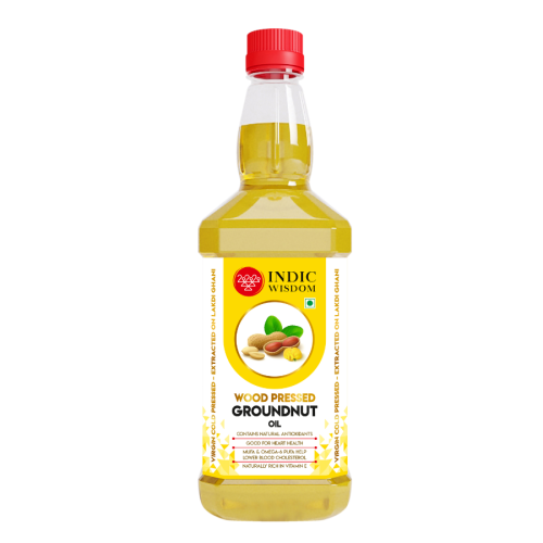 Indic Wisdom: Wood Pressed Groundnut Oil 1 Liter (Cold Pressed Groundnut Oil - Extracted on Wooden Churner)