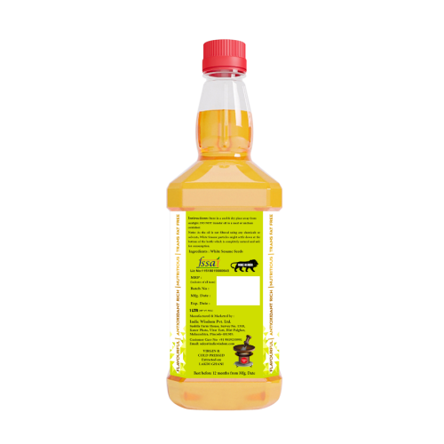 Indic Wisdom: Wood Pressed White Sesame Oil 1 Liter (Cold Pressed White Sesame Oil - Extracted on Wooden Churner)