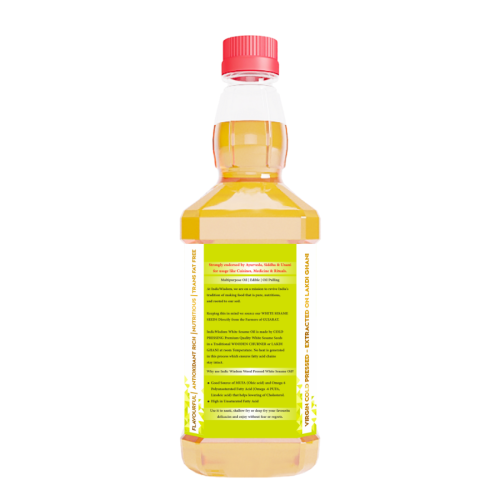 Indic Wisdom: Wood Pressed White Sesame Oil 500 ml (Cold Pressed White Sesame Oil - Extracted on Wooden Churner)