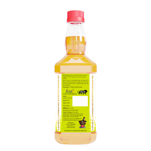 Indic Wisdom: Wood Pressed White Sesame Oil 500 ml (Cold Pressed White Sesame Oil - Extracted on Wooden Churner)