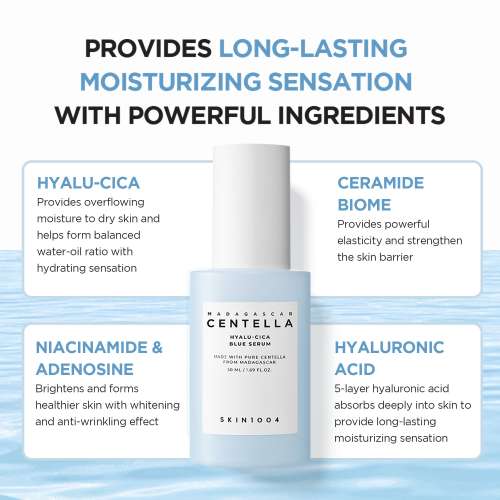 SKIN1004: Madagascar Centella Hyalu-Cica Blue Serum  | Calming Care | Sensitive Skin | Hydrating | Glow Boost | 50ml