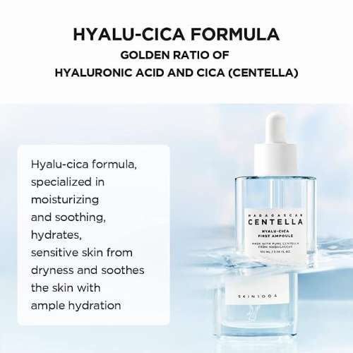 SKIN1004: Madagascar Centella Hyalu-Cica First Ampoule  | Calming Care | Sensitive Skin | Hydrating | Glow Boost | 100ml