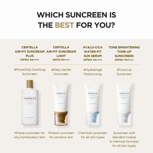 SKIN1004: Madagascar Centella Air-Fit Suncream Light  | Calming Care | Sensitive Skin | Barrier Support | UV Protection | Daily Sunscreen | 50ml