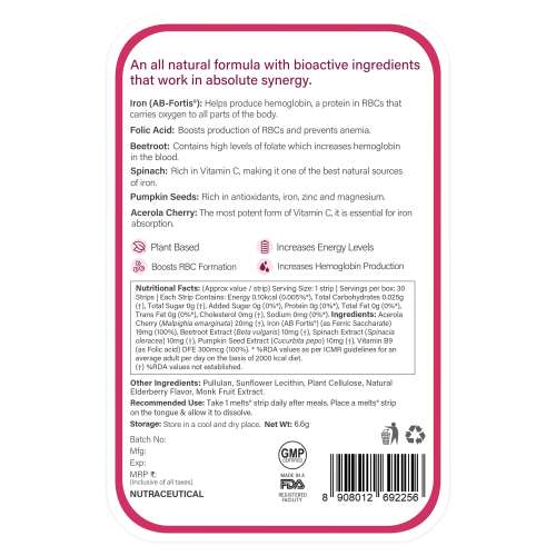 Wellbeing Nutrition: Nano Iron Melts - 30 Oral Strips