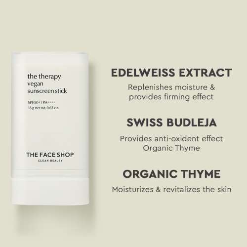The Face Shop: The Therapy Vegan Sunscreen Stick SPF50+ - 18gm