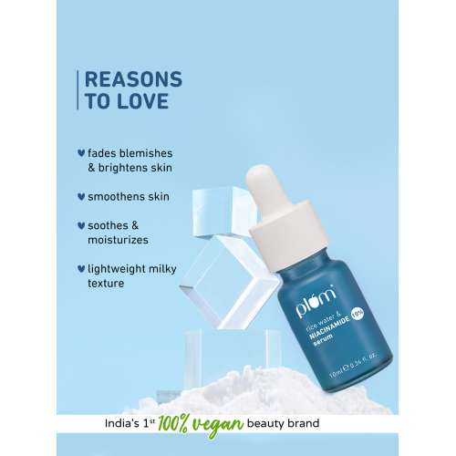 Plum: Plum 10% Niacinamide Face Serum with Rice Water & Squalane| Brightens Skin- 10 ml