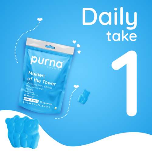 Purna Gummies: 5000mcg Biotin Gummies - Blueberry - 30 Gummies
