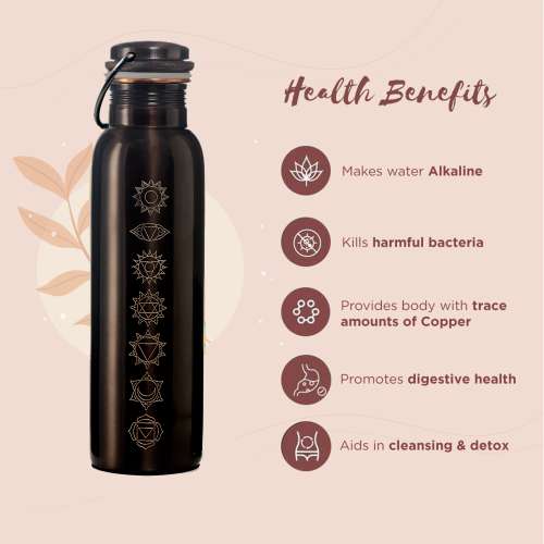 Sarveda: 7 Chakra Vintage Copper Water Bottle with 2 Glasses