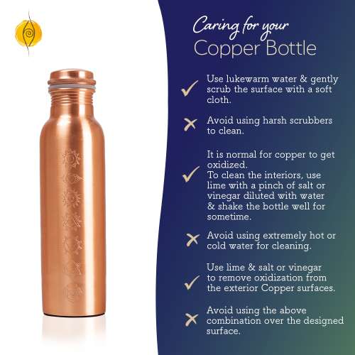 Sarveda: Sarveda 7 Chakra Plain Copper Water Bottle - 1 Litre