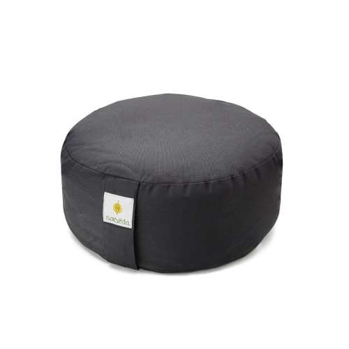 Sarveda: Buckwheat Hulls Hi-Zafu Meditation Cushion - Dark Grey