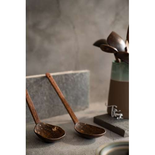Thenga: Natural Handmade Coconut Shell Serving Spoon - Pack of 2