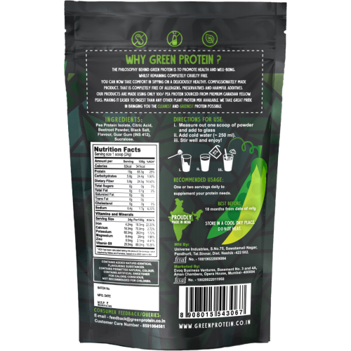 Green Protein: Berry Blast Flavoured Pea Protein Pouch - 500gm