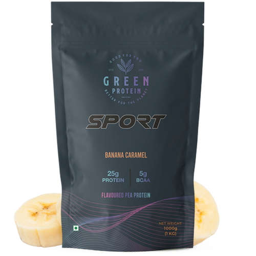 Green Protein: Banana Caramel Flavoured Pea Protein Pouch - 1kg