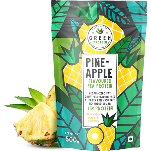 Green Protein: Pineapple Flavoured Pea Protein Pouch - 500gm