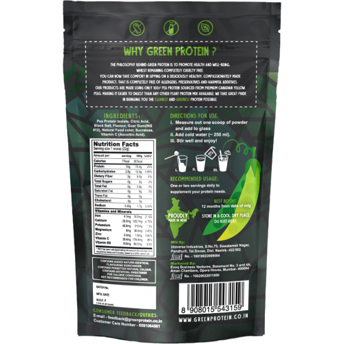 Green Protein: Raw Mango Flavoured Pea Protein Pouch - 500gm