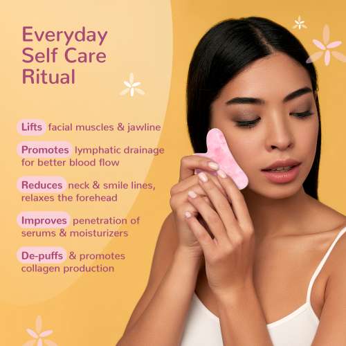 Caresmith: Bloom Rose Quartz Gua Sha Face Massage Tool