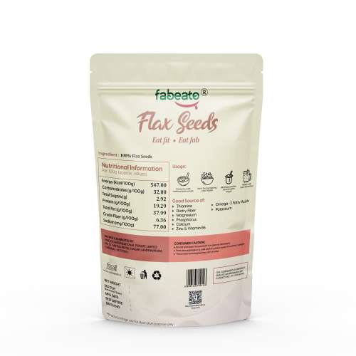Fabeato: Natural Raw Premium Flax Seeds - Pack of 2 (250gm each)