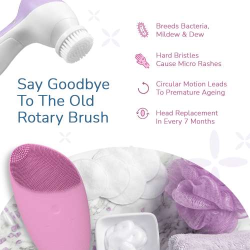 Caresmith: Battery Powered Sonic Massager Brush For Facial Cleansing - Pink Taffy