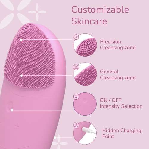 Caresmith: Battery Powered Sonic Massager Brush For Facial Cleansing - Pink Taffy