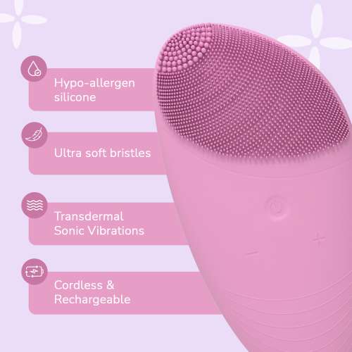 Caresmith: Battery Powered Sonic Massager Brush For Facial Cleansing - Pink Taffy