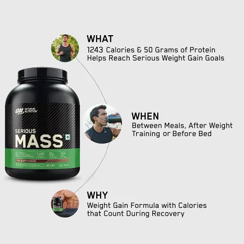 Optimum Nutrition: Serious Mass Weight Gainer Powder - 3kg - Chocolate