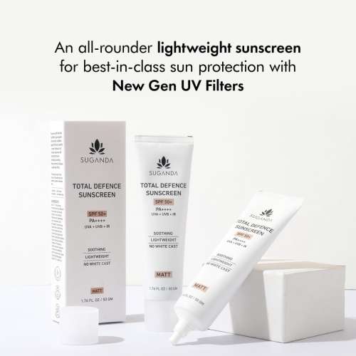 Suganda: Total Defence Sunscreen SPF 50 PA++++ for UVA, UVB & IR Protection & No White Cast - 50g