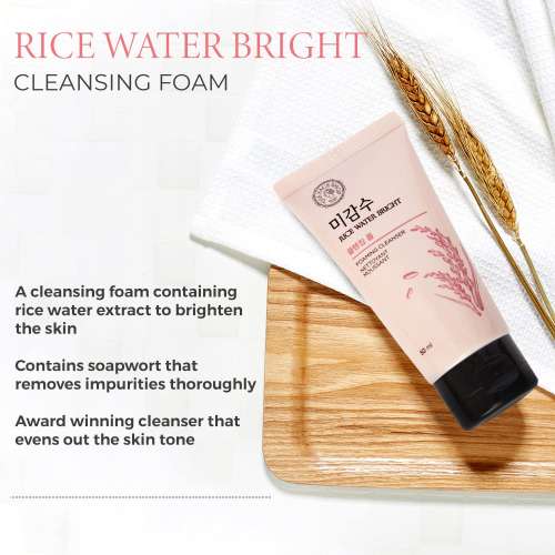 The Face Shop: Rice Water Bright Foaming Cleanser, Face Wash For Glowing Skin & Even Skin Tone- 50ml